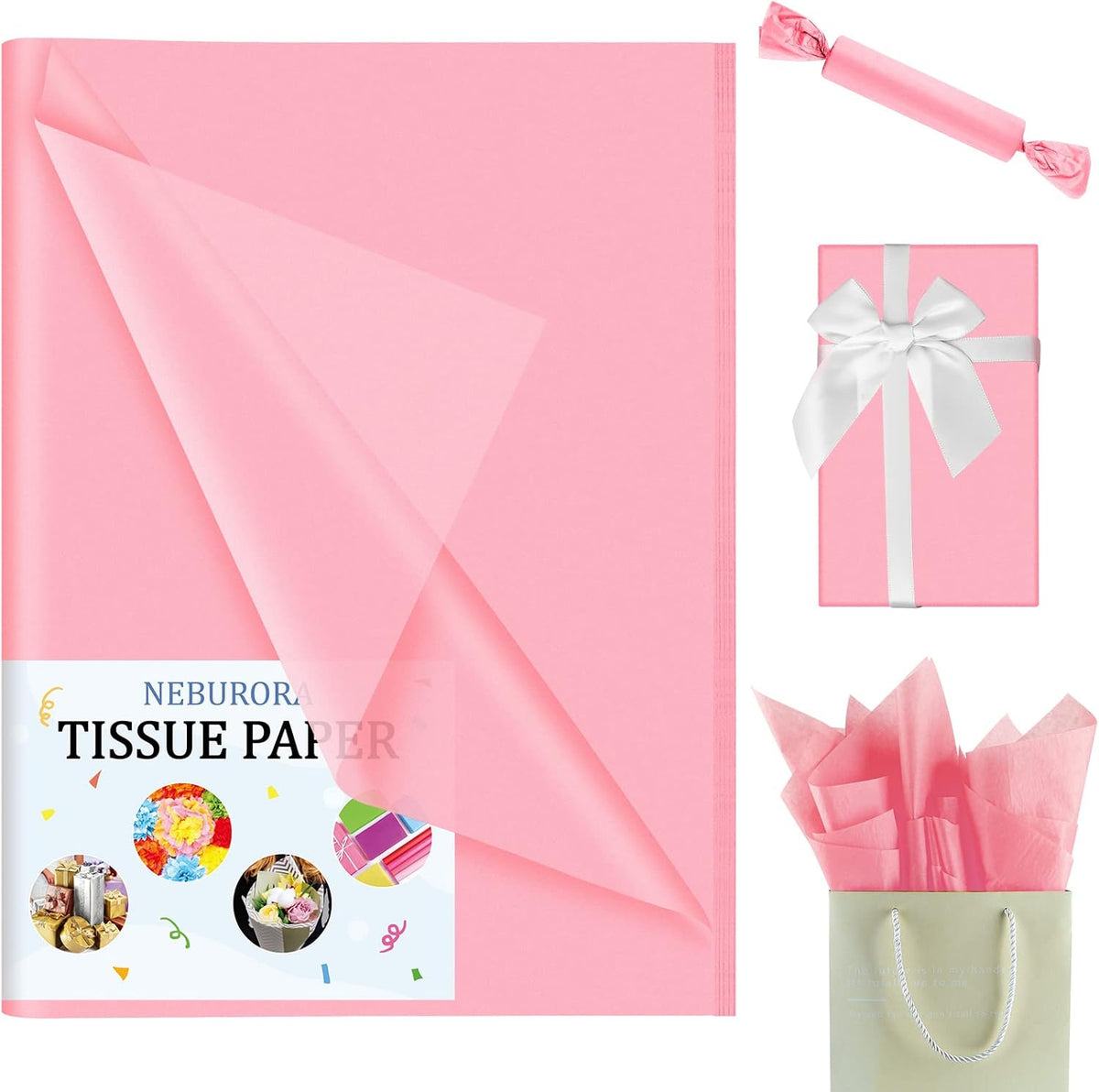 60 Sheets Pink Tissue Paper Set Valentines Gift Wrap Paper(Pink)