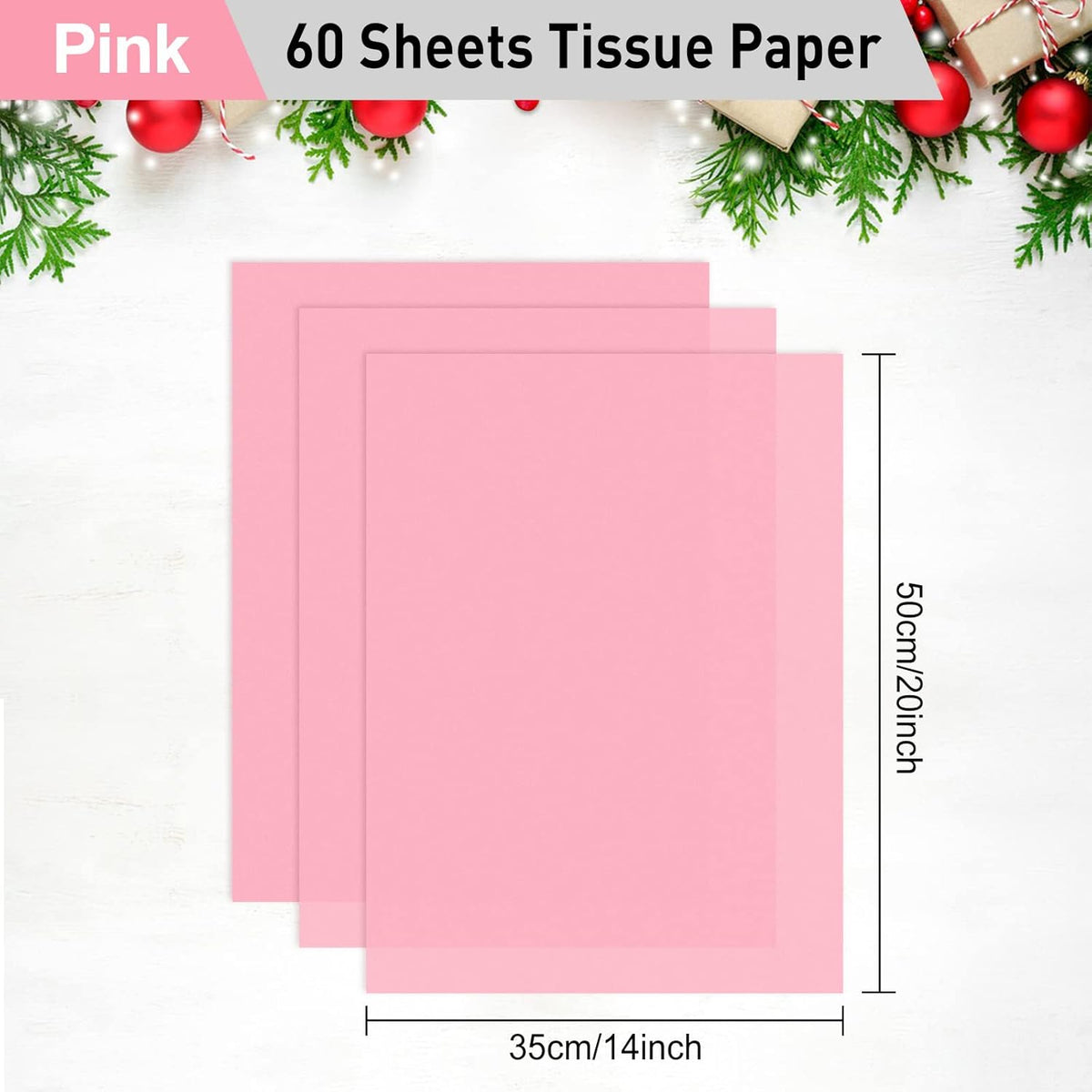 60 Sheets Pink Tissue Paper Set Valentines Gift Wrap Paper(Pink)