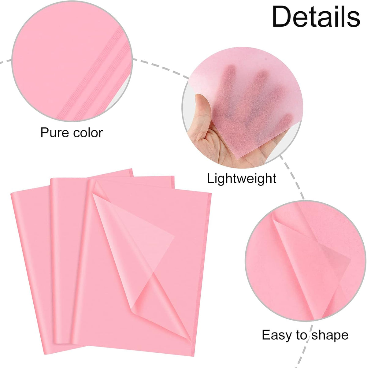 60 Sheets Pink Tissue Paper Set Valentines Gift Wrap Paper(Pink)