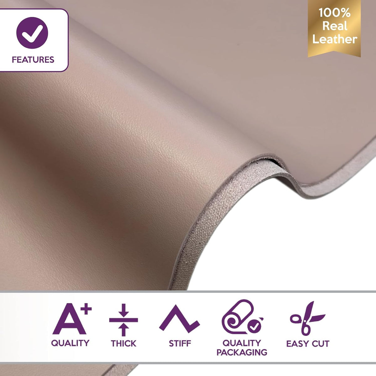 Real Glossy Light Pink Leather: Real Misty Pink Lambskin Leather Sheet for Crafting, Sewing and Personalized Leather Projects (Pale Muave, 10x10In/ 25x25cm)