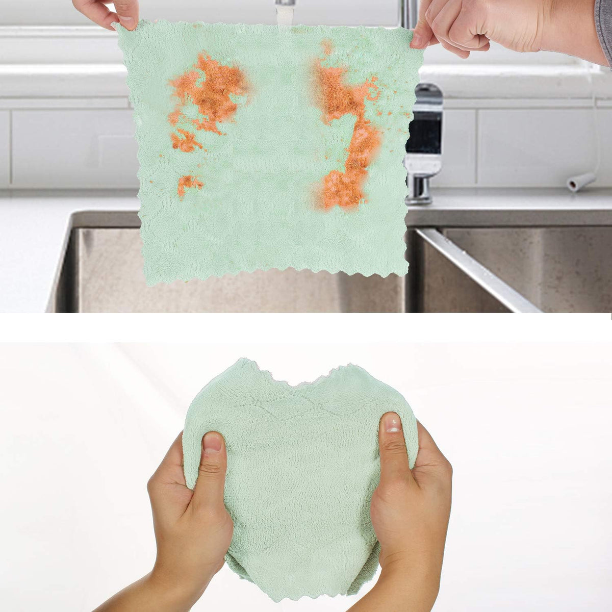 Microfiber Dish Cloths for Washing Dishes 5 Pack, Pink-Green