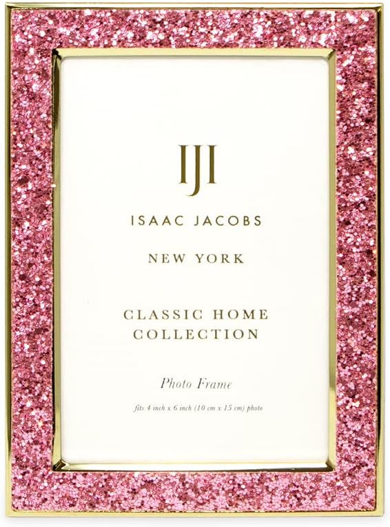 4x6 Pink Glitter w/Gold Metal Picture Frame w/Easel