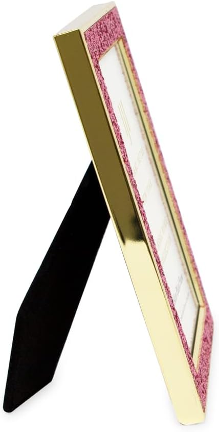 4x6 Pink Glitter w/Gold Metal Picture Frame w/Easel