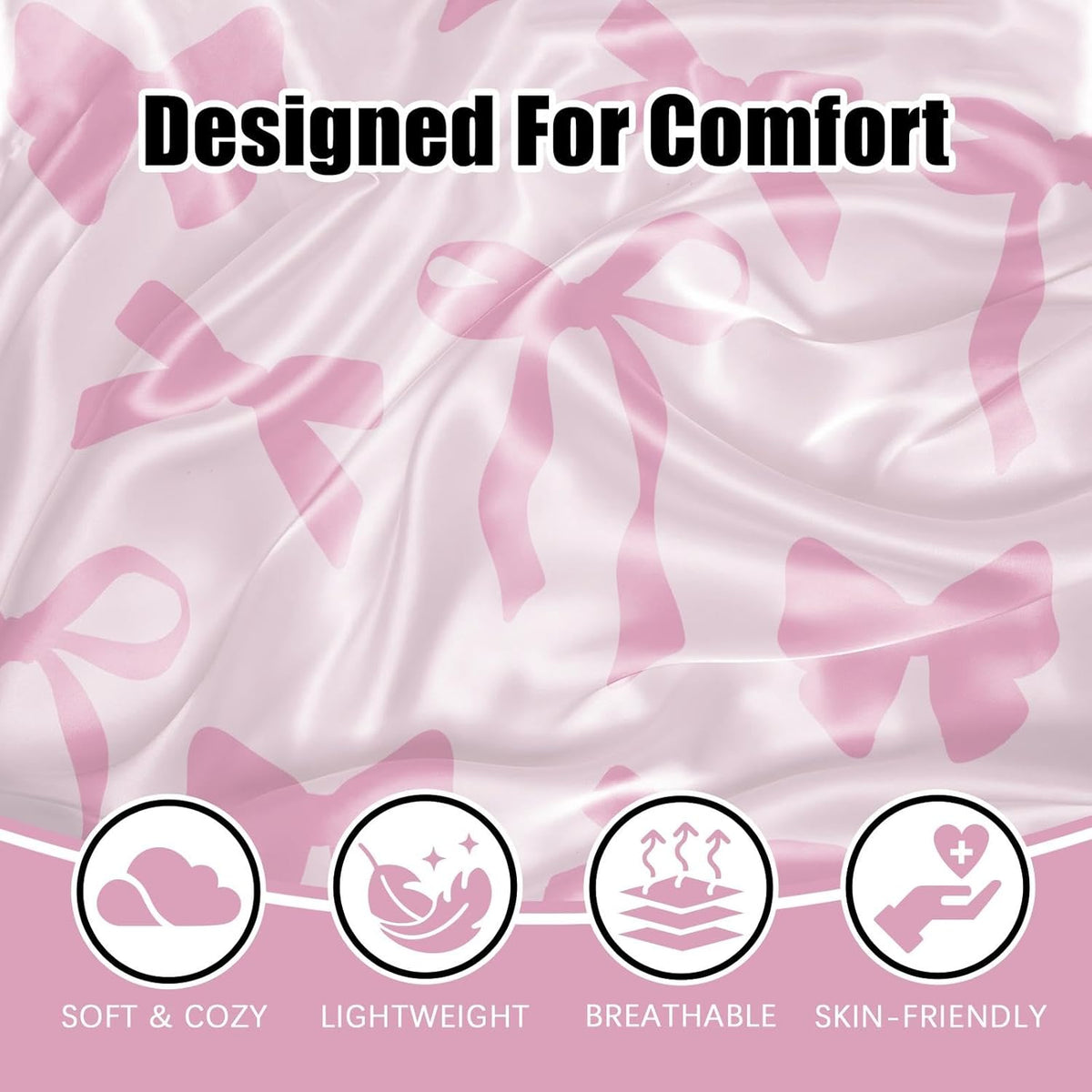 2 Pack Satin Pillowcase, Smooth Silk Pillowcase with Hidden