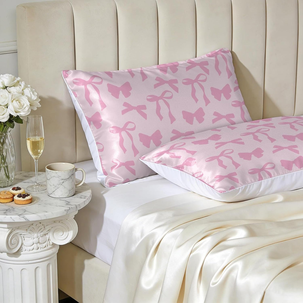 2 Pack Satin Pillowcase, Smooth Silk Pillowcase with Hidden