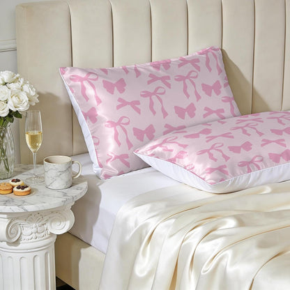 2 Pack Satin Pillowcase, Smooth Silk Pillowcase with Hidden