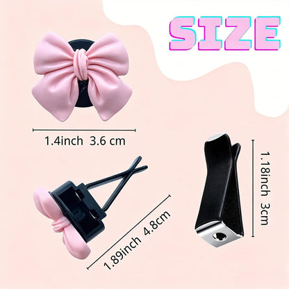 6 pcs Pink Bow Car Air Vent Clips Coquette Cute Girly Car Decor Accessories Interior Aesthetic Decorations Charm Stuff for Women Girl