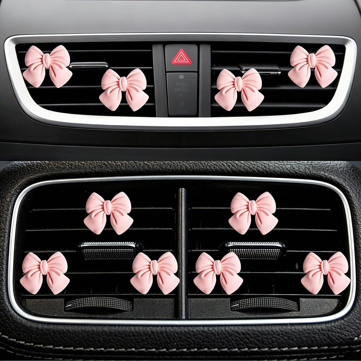 6 pcs Pink Bow Car Air Vent Clips Coquette Cute Girly Car Decor Accessories Interior Aesthetic Decorations Charm Stuff for Women Girl