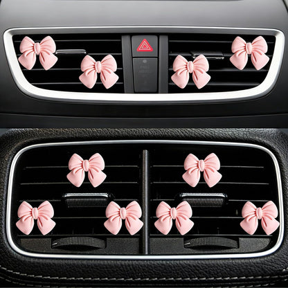 6 pcs Pink Bow Car Air Vent Clips Coquette Cute Girly Car Decor Accessories Interior Aesthetic Decorations Charm Stuff for Women Girl