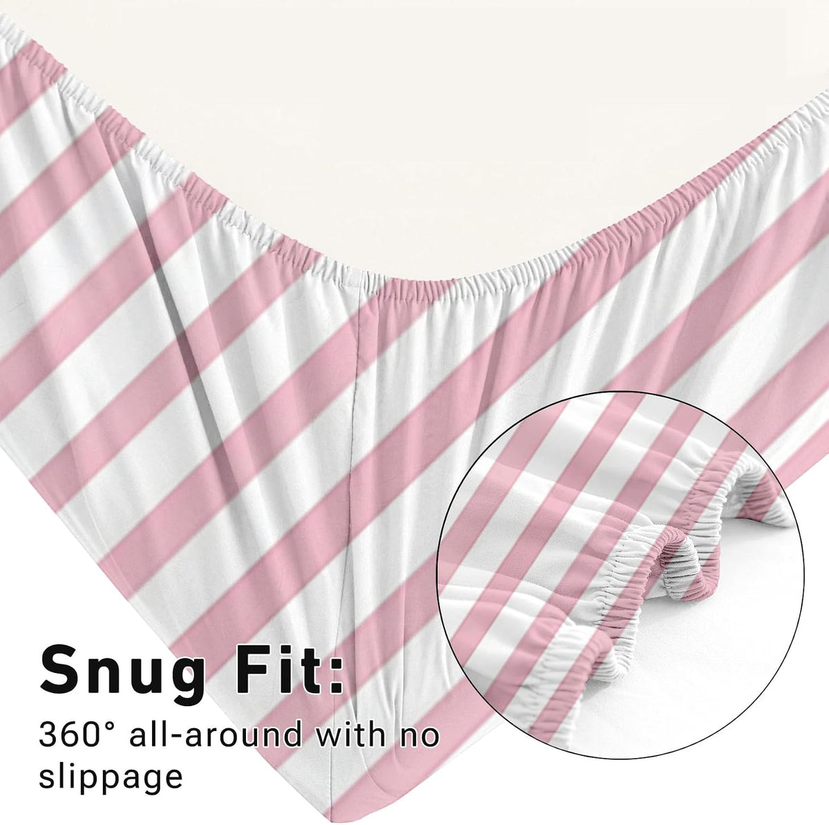 Striped Sheets Queen Size - Pink and White Stripe Bed Sheet Set - Deep Pocket Soft Microfiber Bedding Set 4 Piece - Fitted Flat Sheet Pillowcases - Striped Bedroom Decor & Gifts