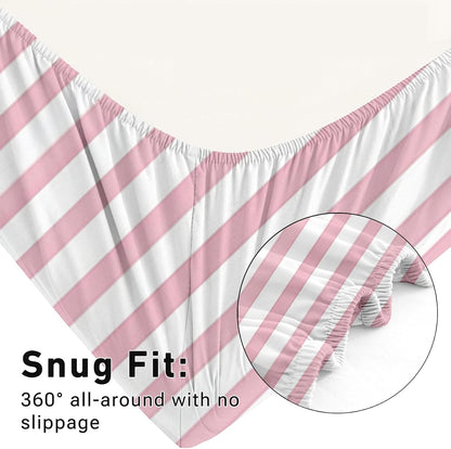 Striped Sheets Queen Size - Pink and White Stripe Bed Sheet Set - Deep Pocket Soft Microfiber Bedding Set 4 Piece - Fitted Flat Sheet Pillowcases - Striped Bedroom Decor & Gifts