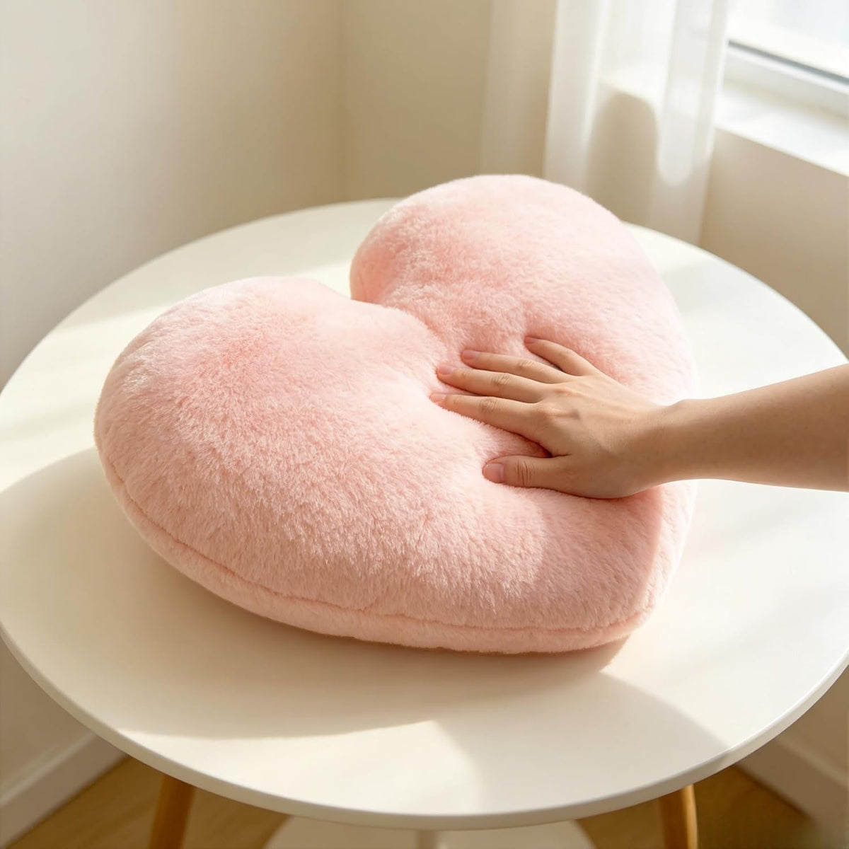2 Pcs Pink Heart Pillow 16" Cute Decorative Throw Pillows for Bed Couch