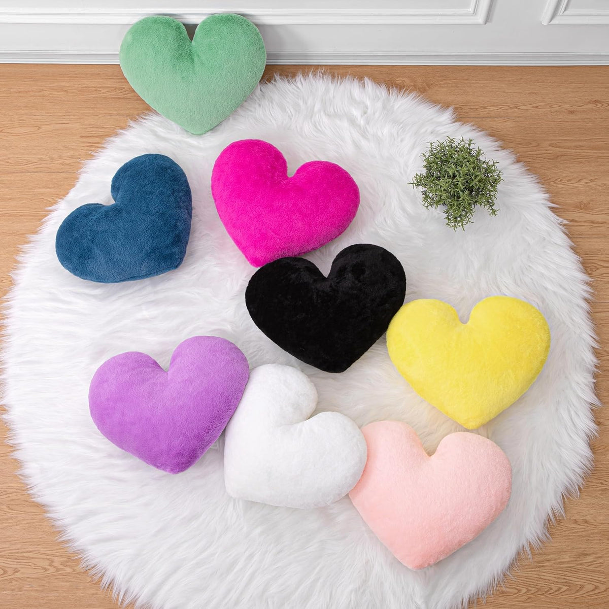 2 Pcs Pink Heart Pillow 16" Cute Decorative Throw Pillows for Bed Couch