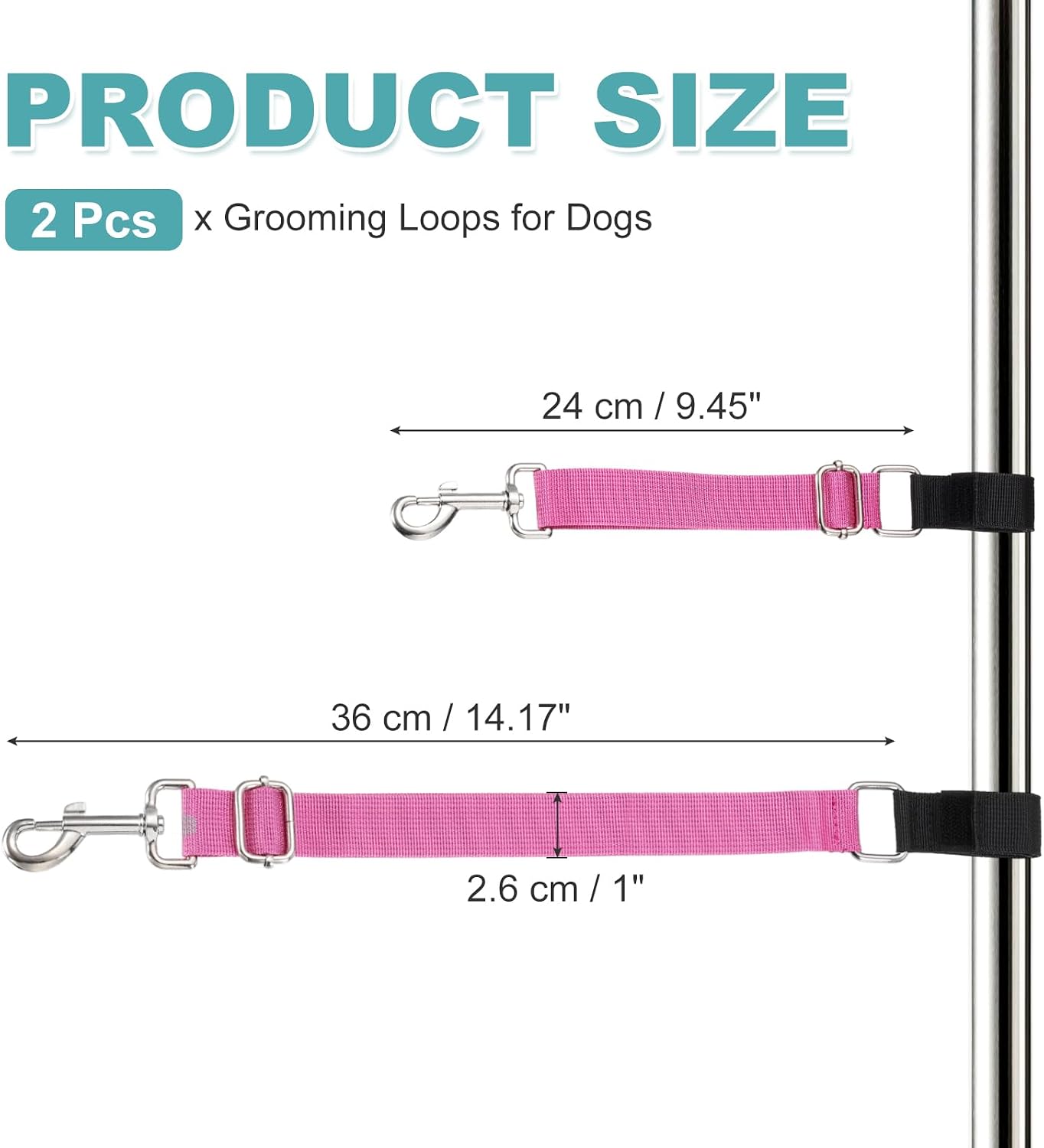 Dog Grooming Loop, Dog Grooming Harness Table Arm Accessories Adjustable Secure and Stable Extender Bathing Restraint Leashes (Magenta, 2 Pcs), for Pet Bathing