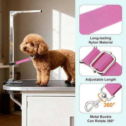 Dog Grooming Loop, Dog Grooming Harness Table Arm Accessories Adjustable Secure and Stable Extender Bathing Restraint Leashes (Magenta, 2 Pcs), for Pet Bathing