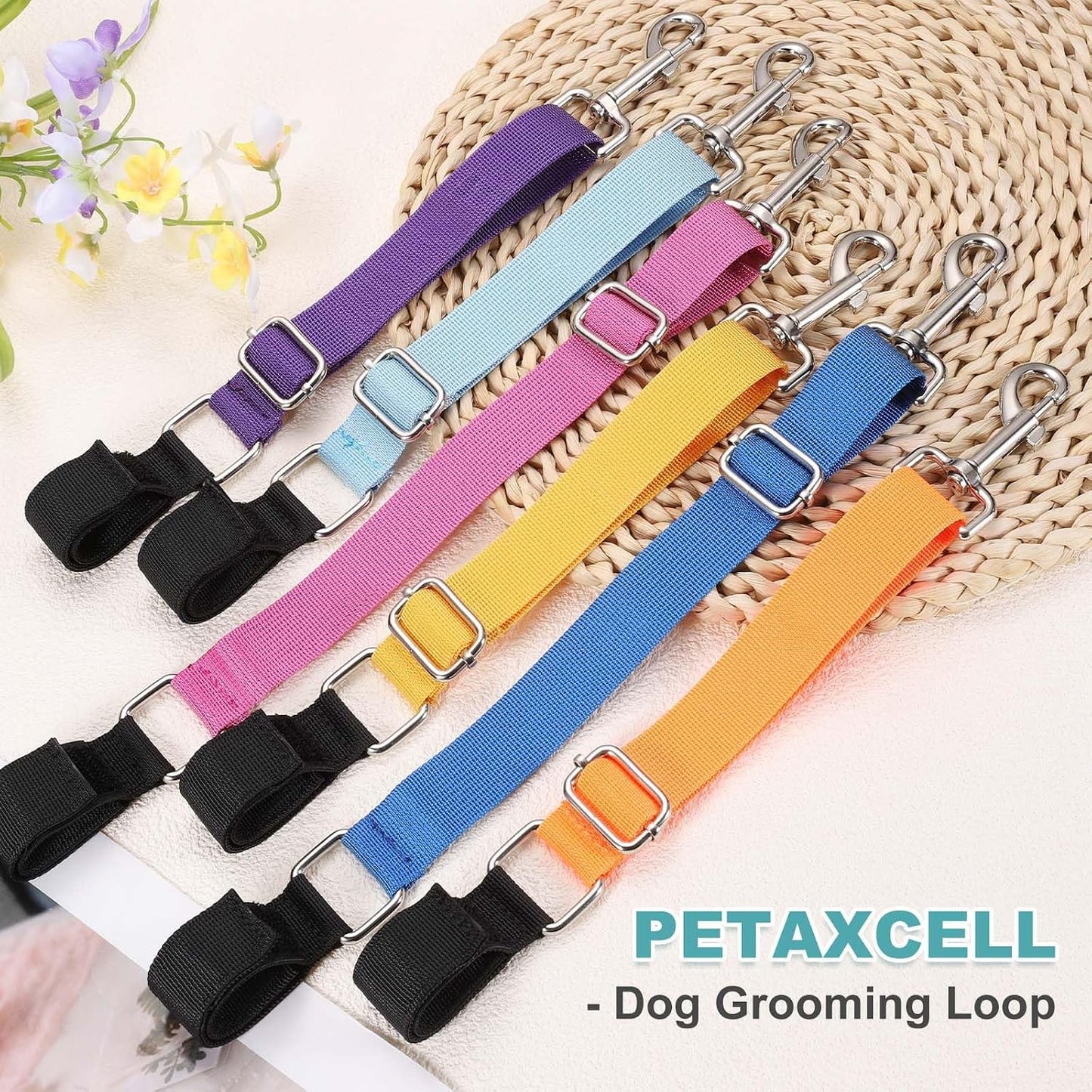 Dog Grooming Loop, Dog Grooming Harness Table Arm Accessories Adjustable Secure and Stable Extender Bathing Restraint Leashes (Magenta, 2 Pcs), for Pet Bathing