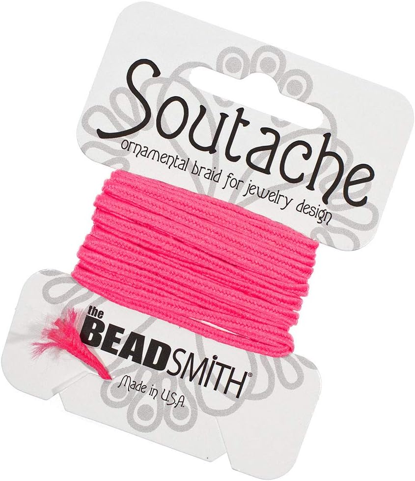 3 Yards of 3mm Polyester Soutache Cord – for Beading, Jewelry Making, Ornamental Braiding, and Much More (Deep Pink)