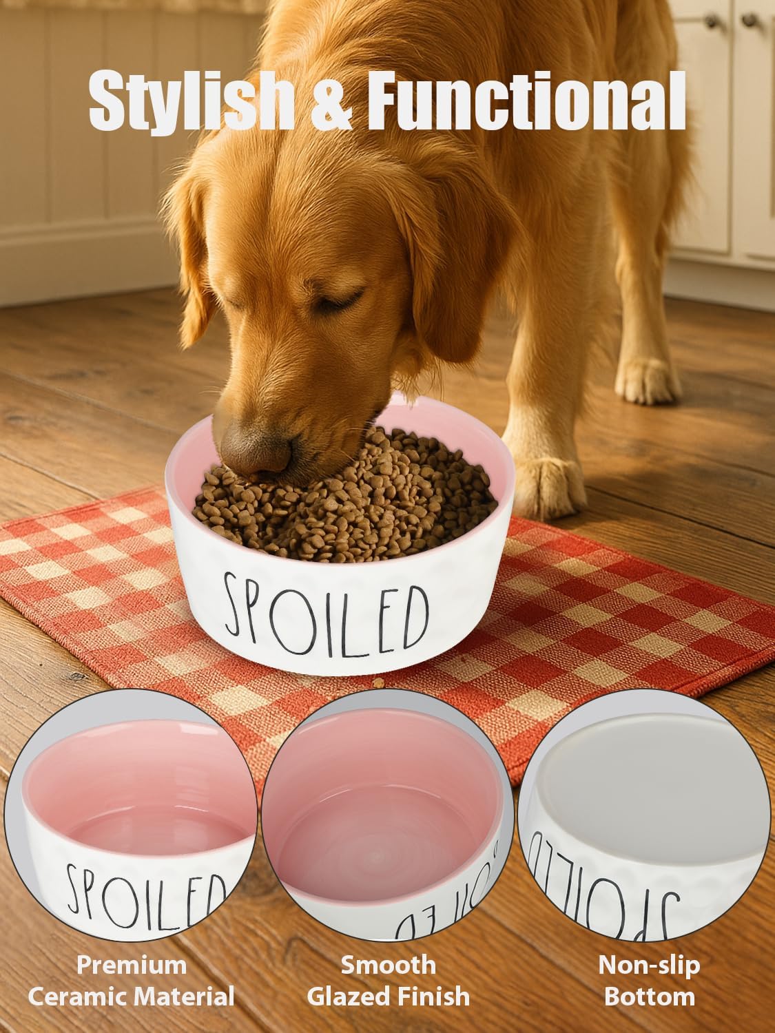 27OZ Ceramic Dog Bowl 6 Inch Small Food Water Bowl