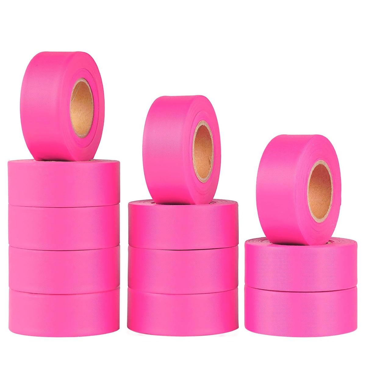 12 Pack Fluorescent Pink Flagging Tape, 1-3/16 in. x 150 ft