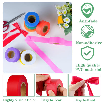 12 Pack Fluorescent Pink Flagging Tape, 1-3/16 in. x 150 ft