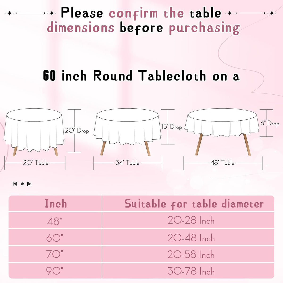 60 Inch Round Satin Tablecloth Pink 1 Pack