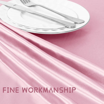 60 Inch Round Satin Tablecloth Pink 1 Pack