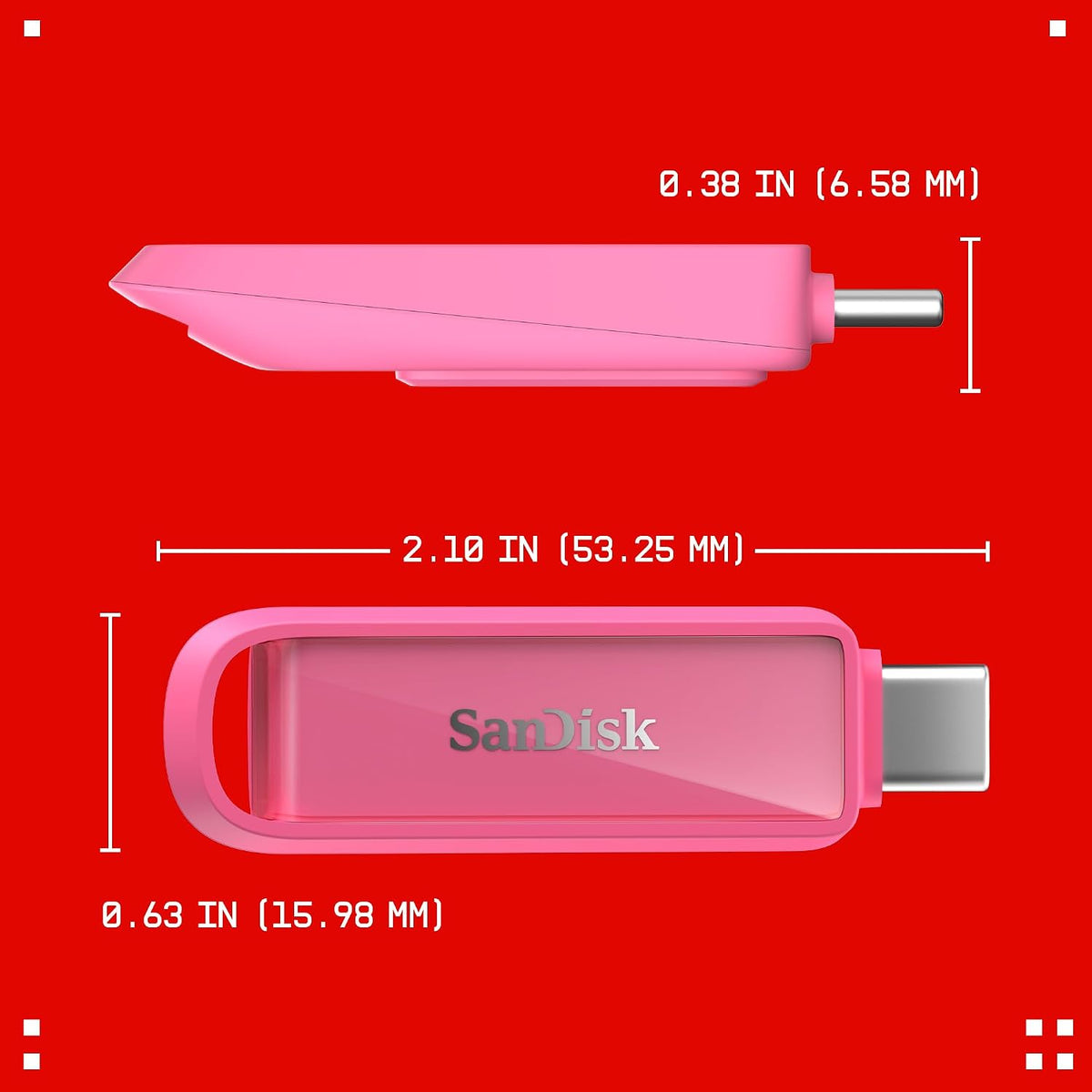 256GB Phone Drive with USB Type-C - for Smartphones, Tablets, and Computers - Up to 150MB/s, USB 3.2 Gen 1 - Seastar Pink - SDIXS0N-256G-GN6NG