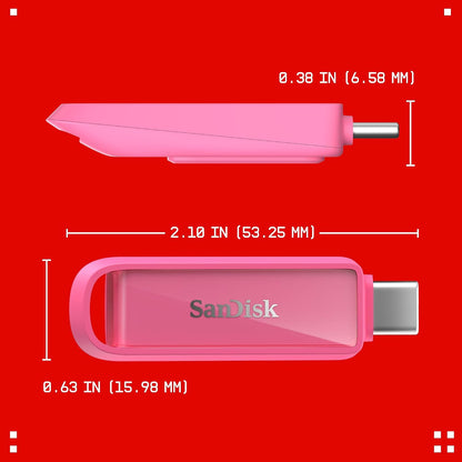 256GB Phone Drive with USB Type-C - for Smartphones, Tablets, and Computers - Up to 150MB/s, USB 3.2 Gen 1 - Seastar Pink - SDIXS0N-256G-GN6NG