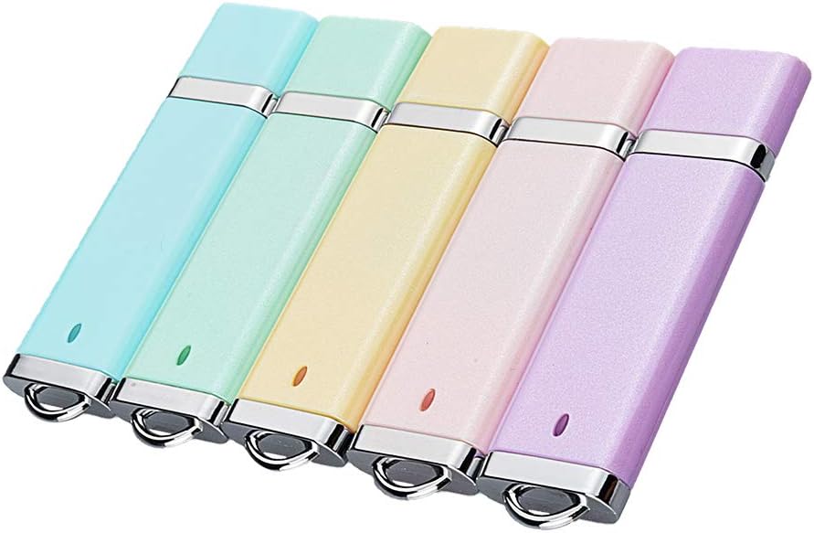 5 X 32GB Enamel USB 2.0 Flash Drive Thumb Drives Memory Stick - 5 Colors (Blue, Green, Pink, Purple, Yellow,)