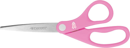 15387 8-Inch Pink Ribbon Stainless Steel Scissors For Office and Home