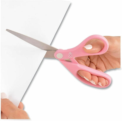 15387 8-Inch Pink Ribbon Stainless Steel Scissors For Office and Home
