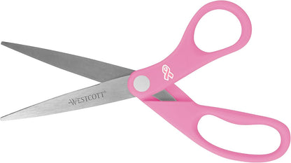 15387 8-Inch Pink Ribbon Stainless Steel Scissors For Office and Home