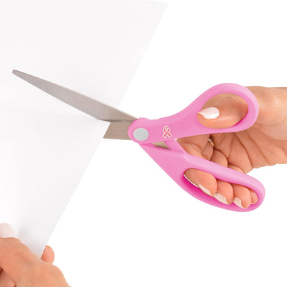 15387 8-Inch Pink Ribbon Stainless Steel Scissors For Office and Home