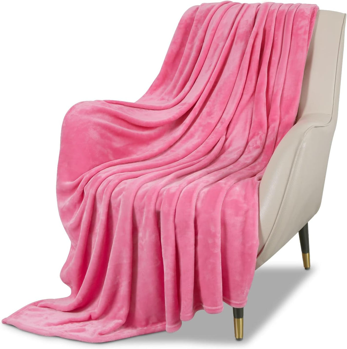 Throw Blanket Flannel Fleece Blankets for Couch, Fuzzy Cozy Lightweight Warm Comfort Super Soft Fluffy Plush Blankets for Bed Sofa 260GSM, Suitable for All Seasons (Pink,50x60inches)