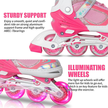 Adjustable Inline Skates for Kids Boys Girls Youth Blades Roller Skates with Light up Wheels Ages 4-16