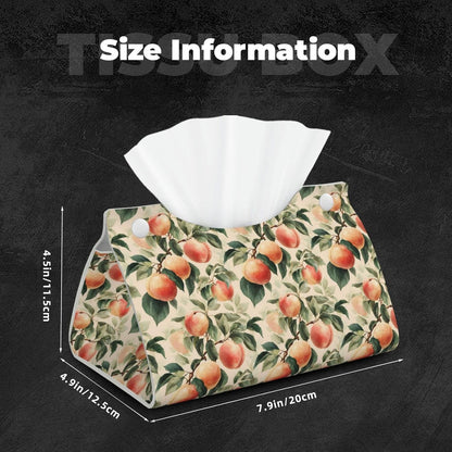 Peach Print Tissue Box Cover,Rectangular Pu Leather Tissue Holder for Bathroom Living Room Office