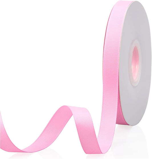 Peach Pink 5/8" X 50 Yards Continuous Solid Color Double Faced Grosgrain Ribbon for Gifts Wrapping, Wedding, Party, Crafts, Hair Bows, Flowers, Home DIY Decor