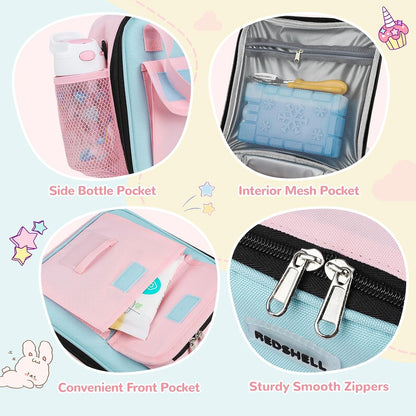 Lunch Box Kids, Large Insulated Lunch Bag Lunchbox for Girls, Pink