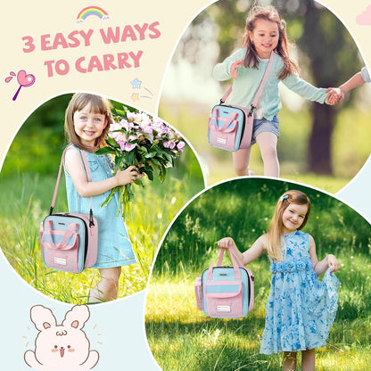 Lunch Box Kids, Large Insulated Lunch Bag Lunchbox for Girls, Pink