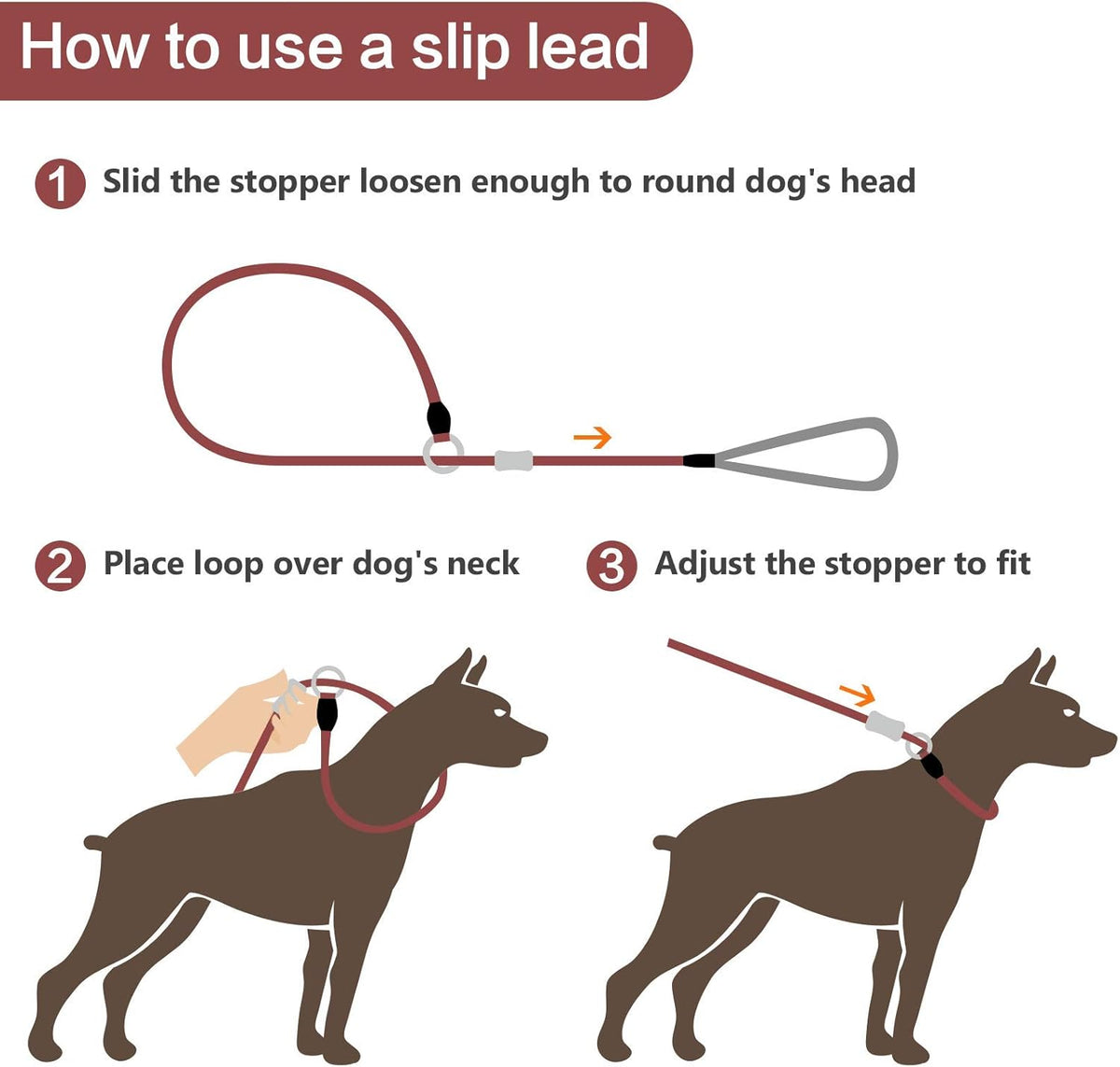 Strong Slip Rope Dog Training Leash (6ft) - Heavy Duty Durable Braided Nylon Lead with Rubber Stopper & Padded Handle - No Pull Walking for Medium Large Dogs (Pink, 1/2" x 6ft)