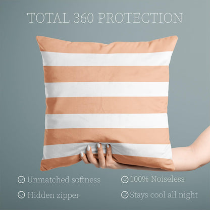 Peach Stripe Square Pillowcase Zippered Double Sided Printing 18x18 Inches Decorative Throw Pillow Case Cushion Cover