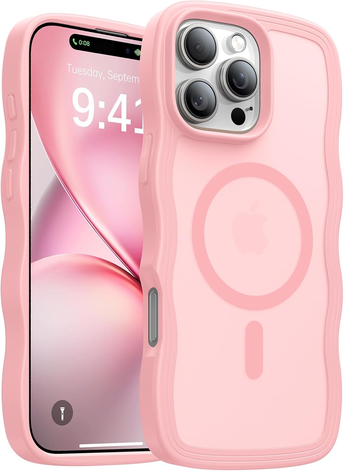 Magnetic for iPhone 16 Pro Case,[Compatible with MagSafe][Military-Grade Drop Protection][Anti-Yellowing] Shockproof Protective Translucent Matte Cover for iPhone 16 Pro Phone Case,Peach Pink