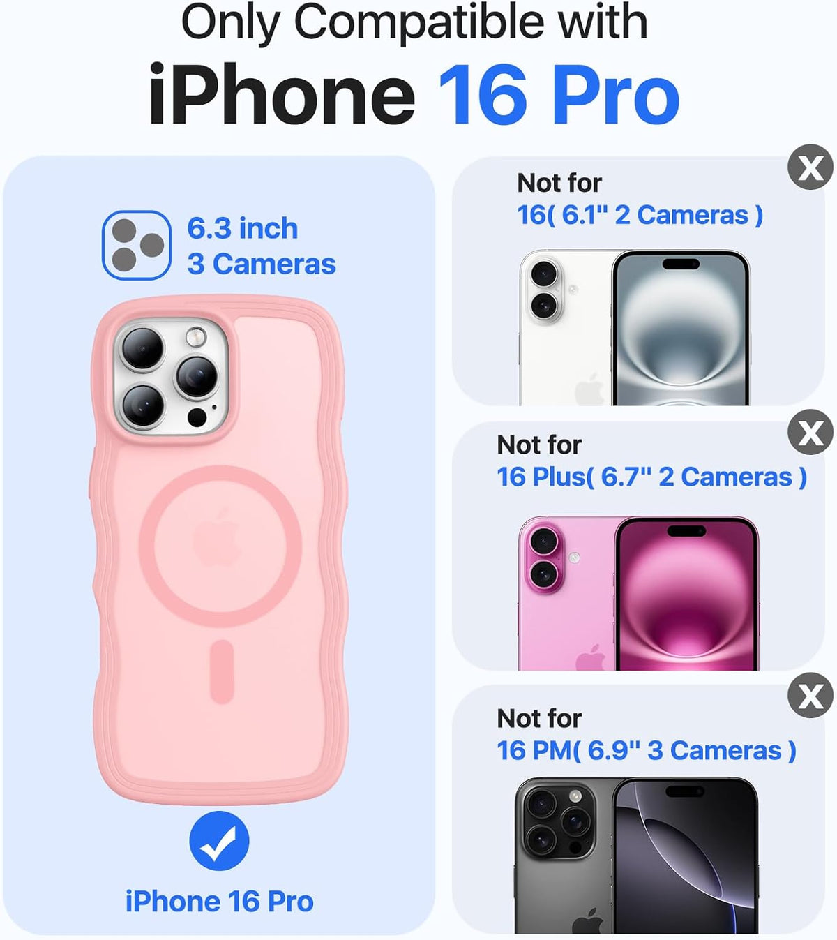 Magnetic for iPhone 16 Pro Case,[Compatible with MagSafe][Military-Grade Drop Protection][Anti-Yellowing] Shockproof Protective Translucent Matte Cover for iPhone 16 Pro Phone Case,Peach Pink