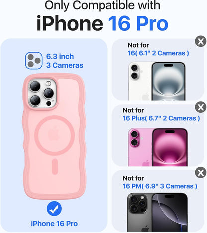 Magnetic for iPhone 16 Pro Case,[Compatible with MagSafe][Military-Grade Drop Protection][Anti-Yellowing] Shockproof Protective Translucent Matte Cover for iPhone 16 Pro Phone Case,Peach Pink