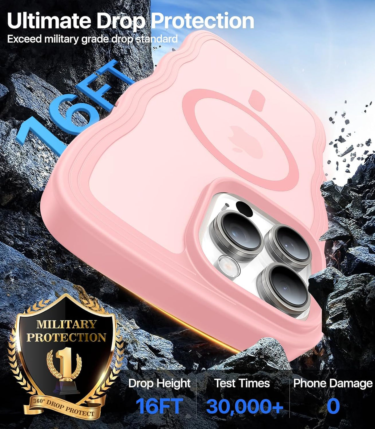 Magnetic for iPhone 16 Pro Case,[Compatible with MagSafe][Military-Grade Drop Protection][Anti-Yellowing] Shockproof Protective Translucent Matte Cover for iPhone 16 Pro Phone Case,Peach Pink