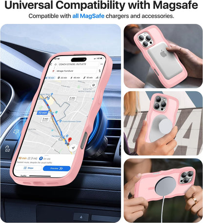 Magnetic for iPhone 16 Pro Case,[Compatible with MagSafe][Military-Grade Drop Protection][Anti-Yellowing] Shockproof Protective Translucent Matte Cover for iPhone 16 Pro Phone Case,Peach Pink