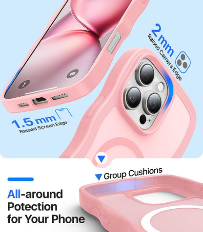 Magnetic for iPhone 16 Pro Case,[Compatible with MagSafe][Military-Grade Drop Protection][Anti-Yellowing] Shockproof Protective Translucent Matte Cover for iPhone 16 Pro Phone Case,Peach Pink