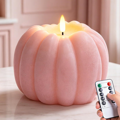 Pink Fall Decor, Fall Decorations for Home, Large Flameless Pumpkin Candle