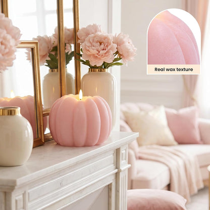 Pink Fall Decor, Fall Decorations for Home, Large Flameless Pumpkin Candle