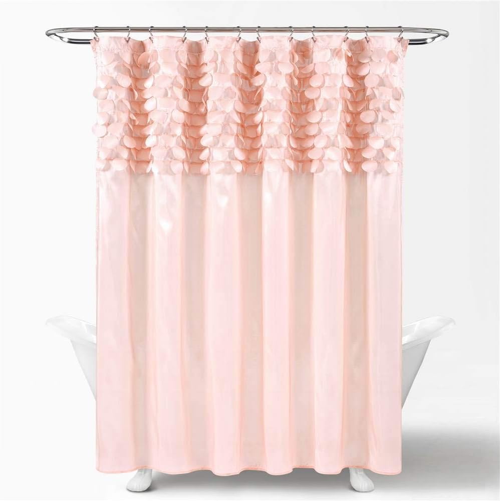 Lillian Shower Curtain Single 72" W x 72" L Blush - Pink Shower Curtains for Bathroom - Bathroom Curtain - Glam Bathroom Decor
